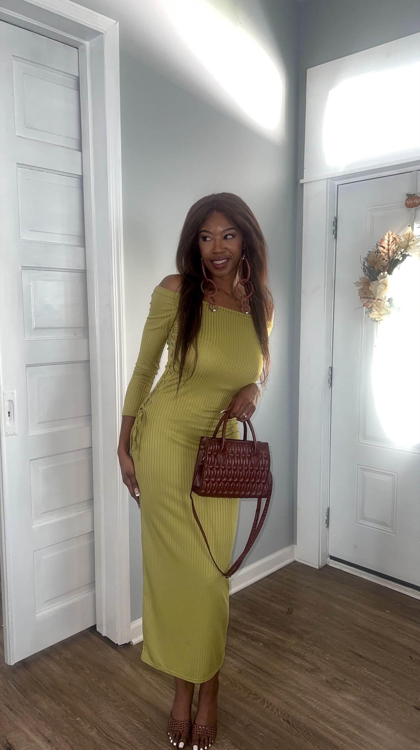 True Chartreuse Midi Dress