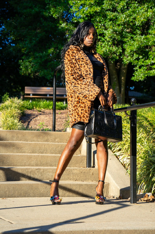 Cheetah Effect Fur Coat