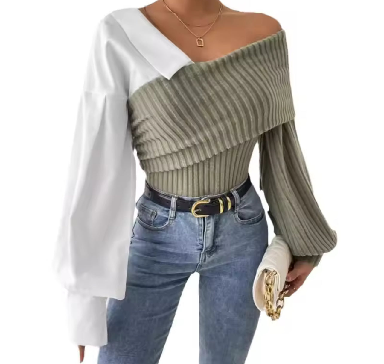 Half Sweater/Half Button up | Top