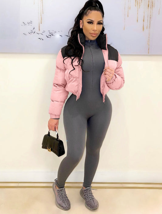 Color Block Puffer Coat