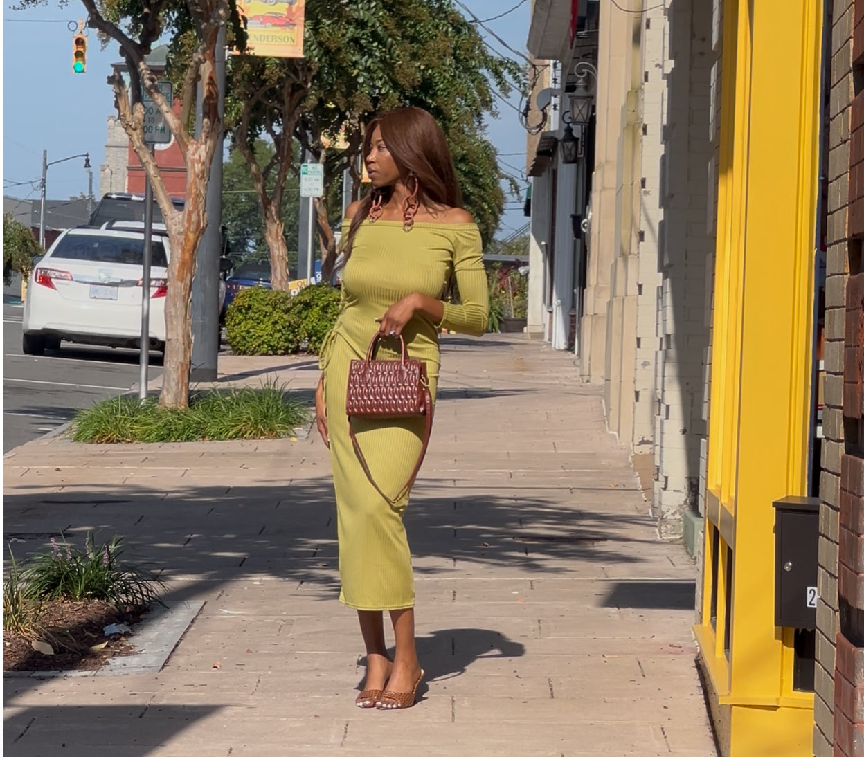 True Chartreuse Midi Dress