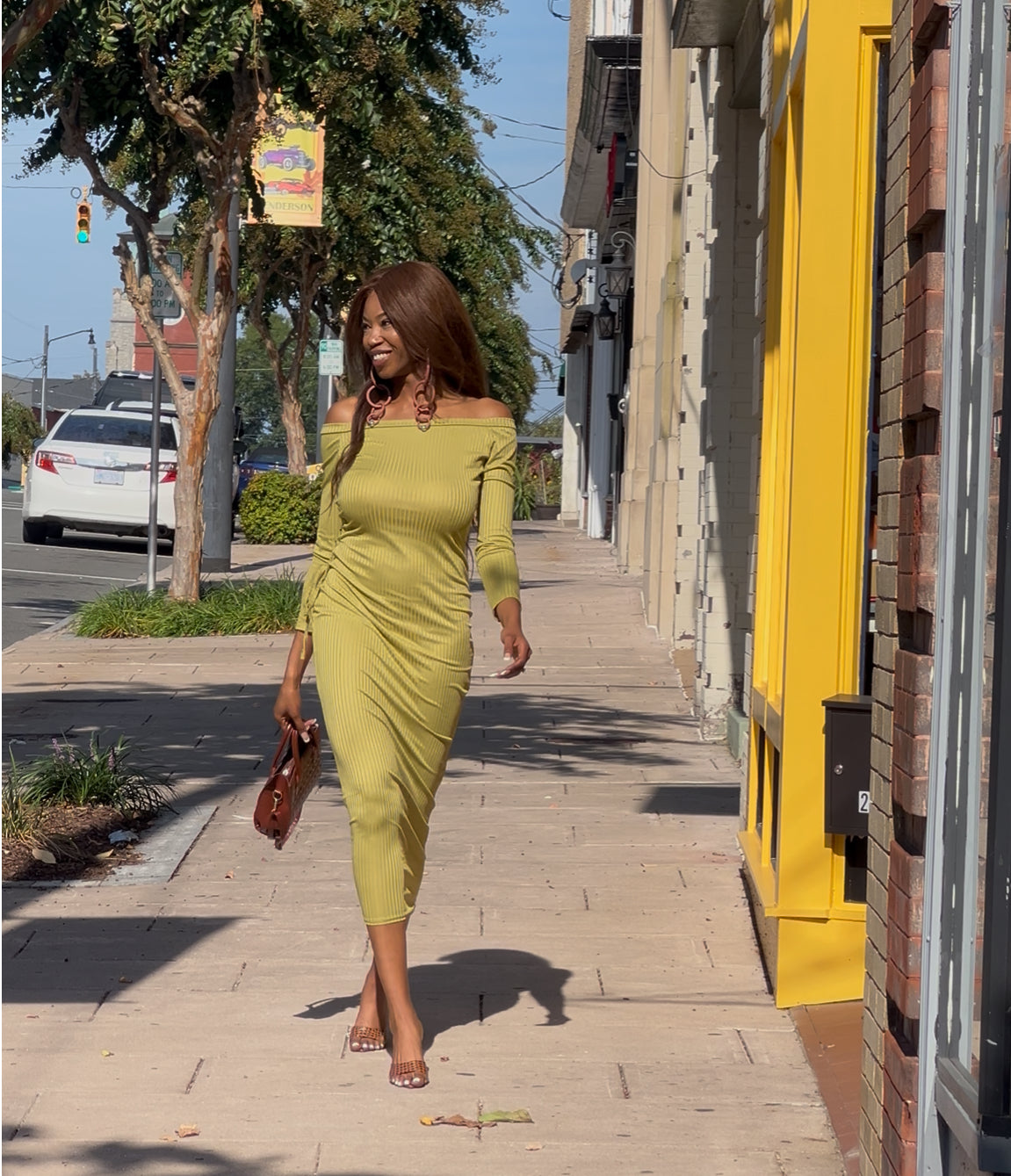 True Chartreuse Midi Dress