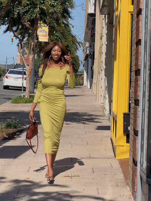 True Chartreuse Midi Dress