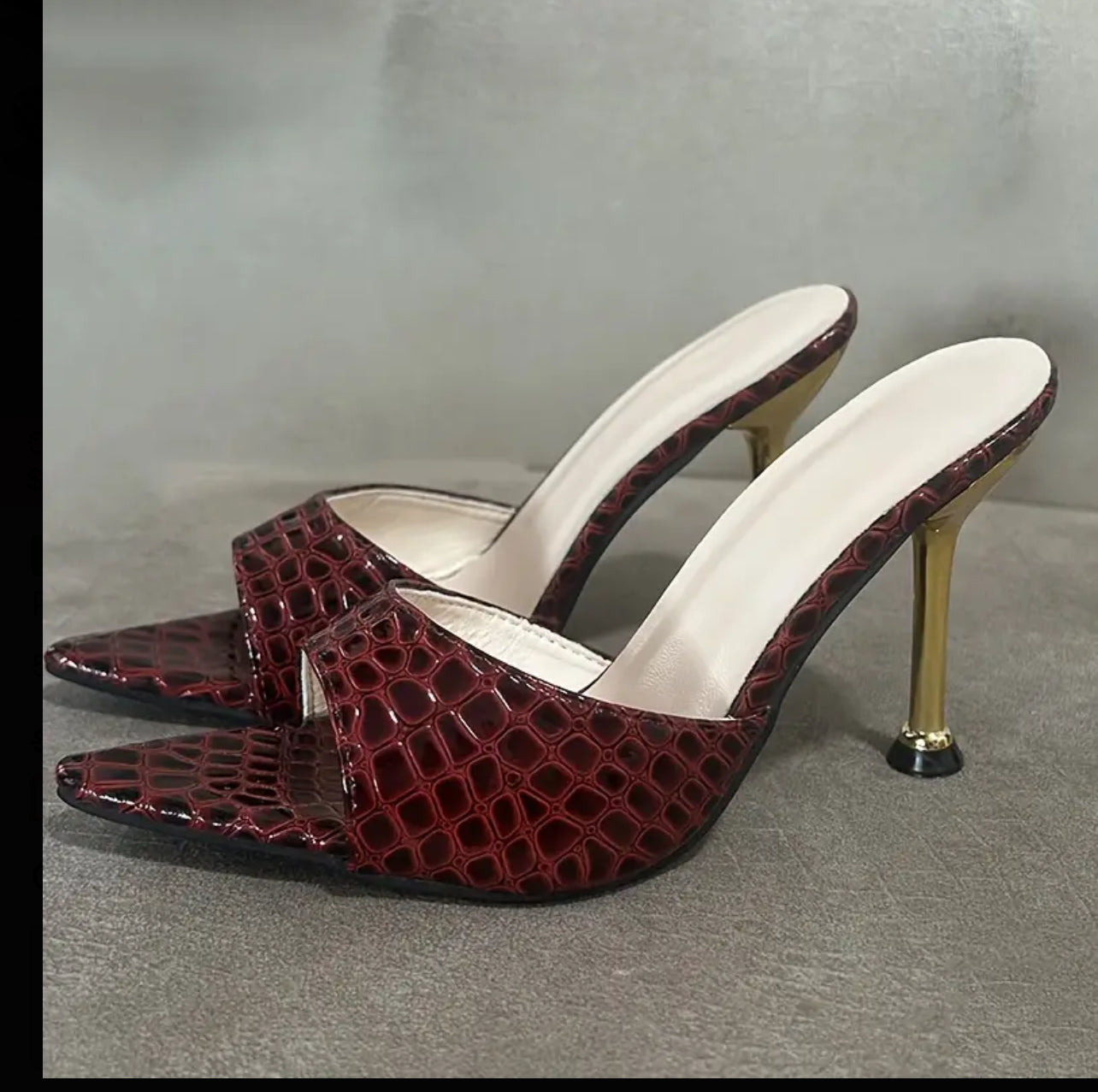 Mocha Faux Snake Skin Mules