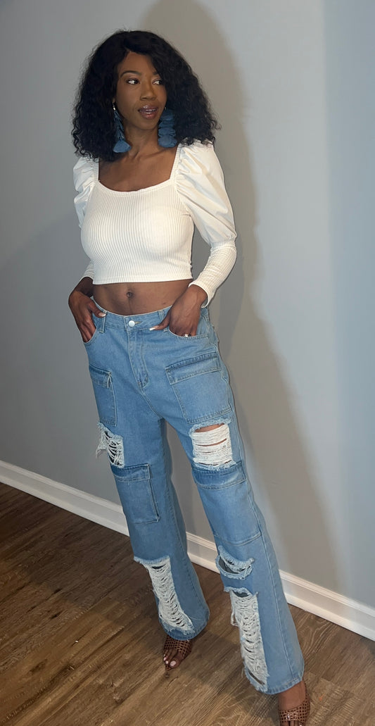 Let’s Cargo Ripped Jeans